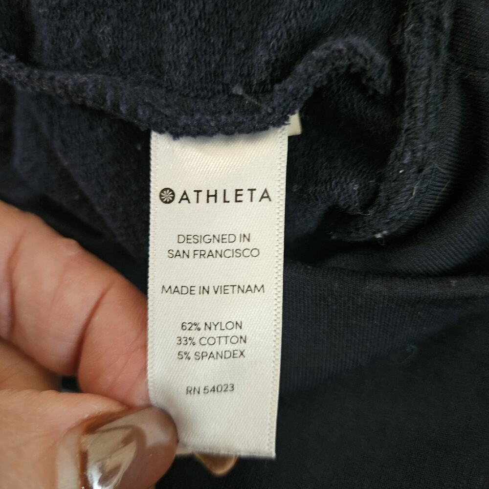 Athleta Snappy Sweatshirt S Navy Blue Pullover Athleisure Shoulder Sleeve Snaps - Picture 10 of 10